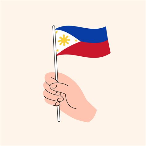 Cartoon Hand Holding Filipino Flag, Isolated Vector Drawing 13346028 Vector Art at Vecteezy