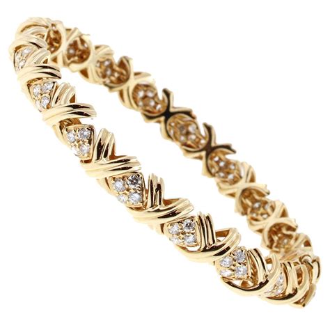 Tiffany and Co. Diamond Gold Signature X Bracelet at 1stDibs | tiffany ...