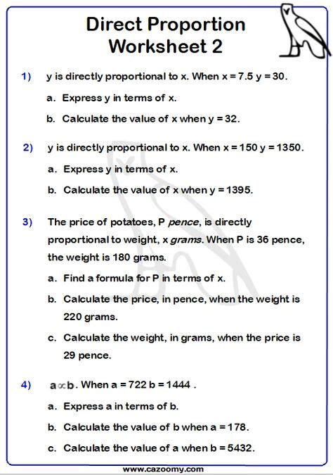 Direct Proportion worksheet practice questions and answers by Cazoomy. | Proportion math ...