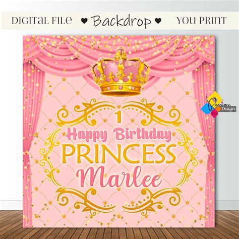 Digital PRINCESS Pink Gold Backdrop. Princess Birthday Party - Etsy