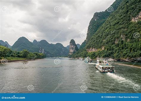 Karst Mountains and Limestone Peaks of Li River in China. Stock Photo - Image of river, nature ...