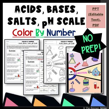 Acids, Bases, Salts and pH Scale Color by Number Science Activity ...