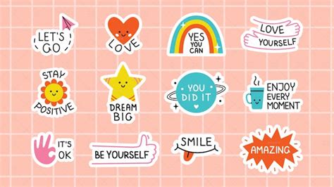 12 Cute Motivational Stickers - Graphics | Motion Array