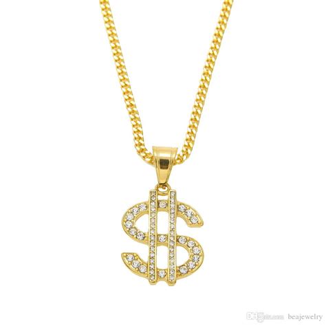 Wholesale 18k Gold Plated Hip Hop Bling Bling Dollar Sign Gold Chain ...