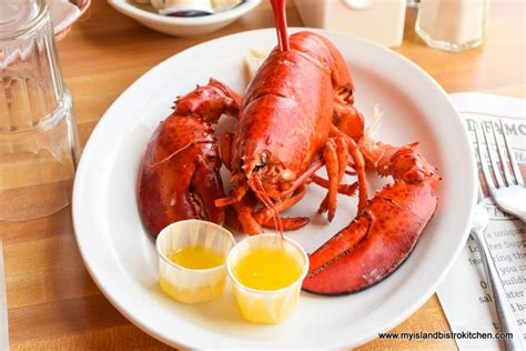 Lobster in the shell served with melted butter at Fisherman's Wharf ...