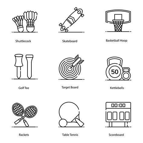 Pack Of Sports Equipment Flat Icons 5507562 Vector Art at Vecteezy