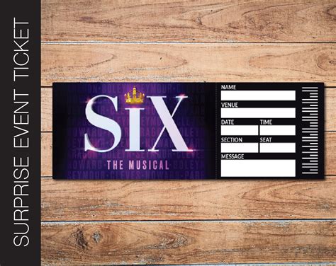 Printable SIX Broadway Surprise Ticket. Editable Musical - Etsy | Musicals, Surprise, Broadway