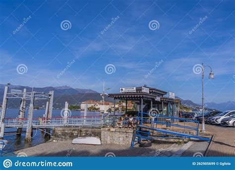 Lake Maggiore at Stresa with the Ferry Terminal To Isola Bella - Island Bella Editorial Stock ...