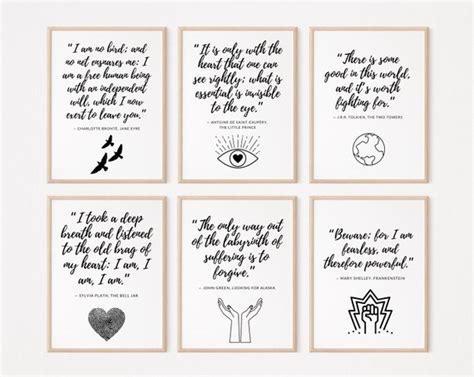 Inspirational BOOK QUOTES POSTER Set of 6 Digital Download - Etsy