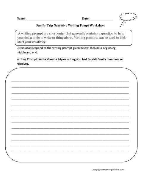 Writing Prompts Worksheets | Narrative Writing Prompts Worksheets