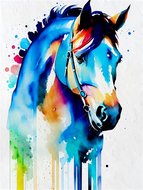 Premium AI Image | Watercolor Horse Painting Acrylic Illustration