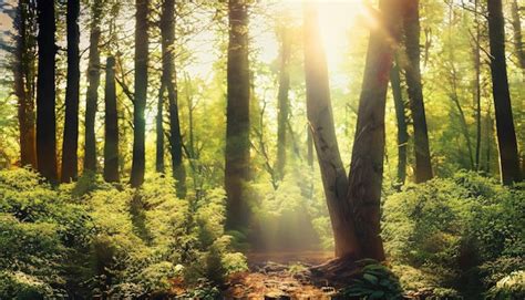 Premium Photo | Forest sunlight natural background