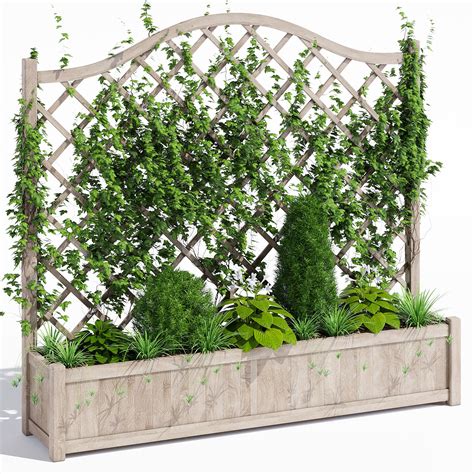 Oxford wooden trellis planter 3D model | CGTrader