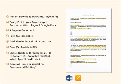 Sales Proposal Template in Word, Google Docs, Apple Pages