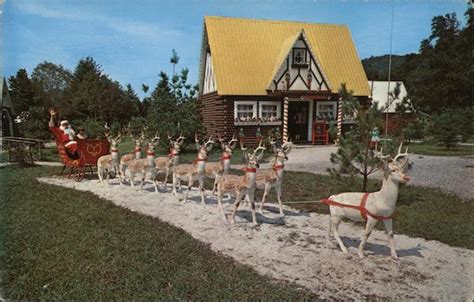 Santa's Home & Reindeer - Santa's Land Cherokee, NC Randy Still Postcard