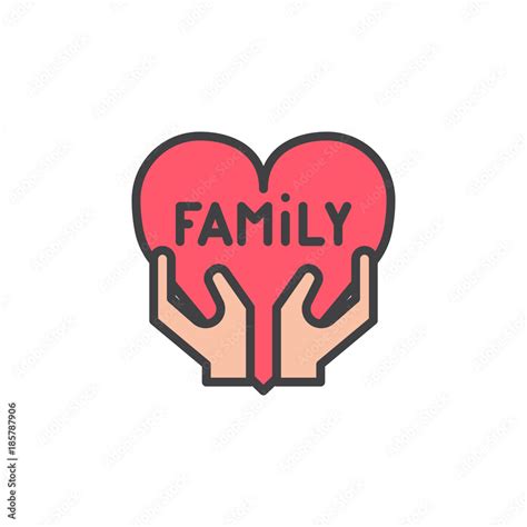 Family love filled outline icon, line vector sign, linear colorful ...