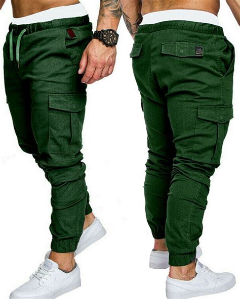 wsevypo - Mens Cargo Pants Elastic Banded ankle cuff Military Urban ...