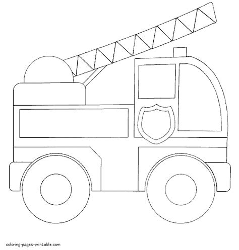 Simple fire truck. Coloring pages for toddlers