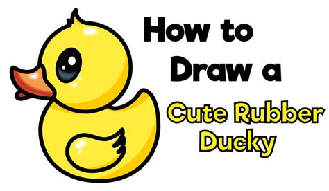 How to Draw a Cute Cartoon Rubber Ducky Easy Step by Step Drawing for Kids - How to Draw Step by ...