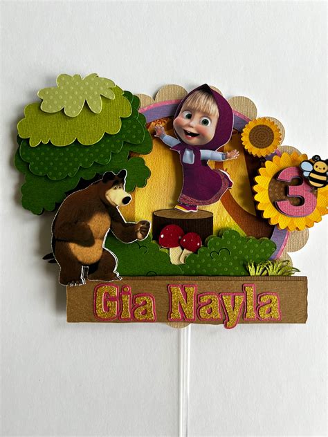 Masha and the Bear Masha Birthday Party Masha Cake Topper - Etsy Australia