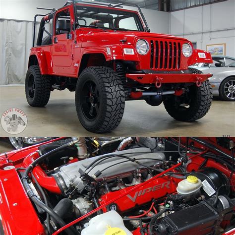 8.3L V10 swapped ‘05 Jeep Wrangler🤘🏼 Was the V10 a good choice? Share your thoughts! #engineswap ...