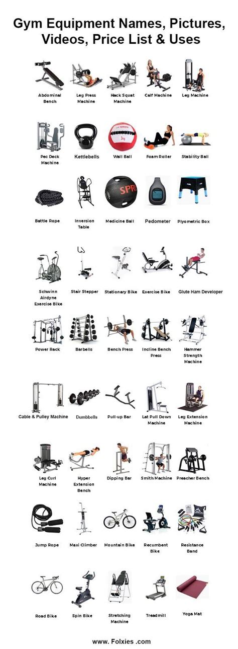 Gym equipment names, pictures, videos, price list and uses | Home gym ...