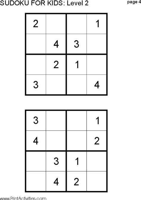 Free Kid Sudoku Puzzle: Level 2 Page 4