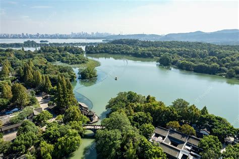 Premium Photo | Aerial photography of chinese garden landscape of west lake in hangzhou china