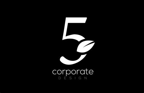 black and white number 5 five leaf logo icon design for company and business 3654720 Vector Art ...