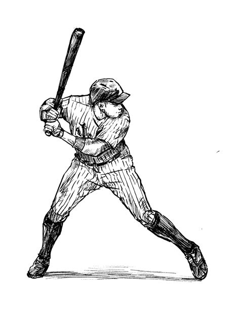 Premium Vector | Sketch of baseball player hand draw