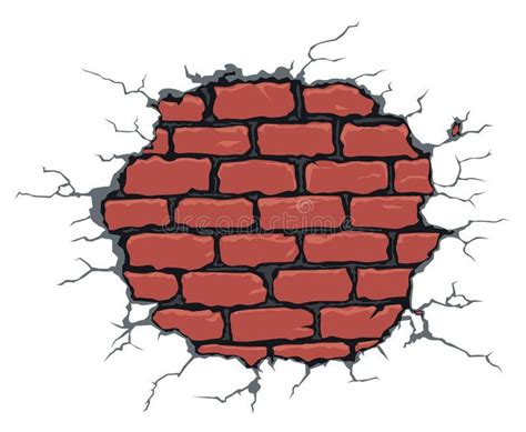 Cracked brick wall. Vector illustration of cracked brick wall # ...