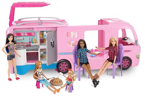 Barbie Camper Van Bus Campsite Playset Doll Girl Camping RV Car Kids ...