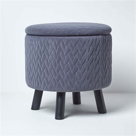 Balmoral Velvet Footstool with Storage, Grey