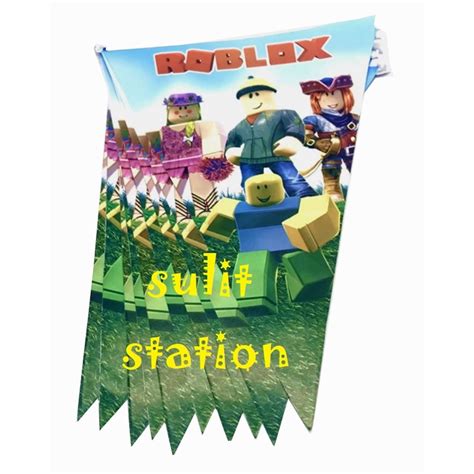 ♞ROBLOX LEGO robloxx THEMED BIRTHDAY PARTY TRIANGLE FLAG BANNERS BANDERITAS decor favors needs ...