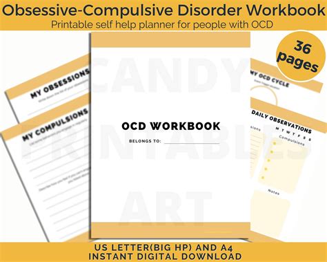 OCD Workbook OCD Therapy Planner Printable Obsessive Compulsive Disorder Ocd Relief Gifts Self ...