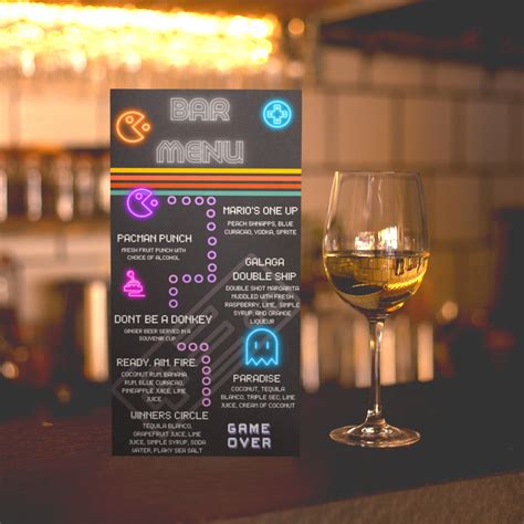 Retro Arcade Bar Menu Template Bar Menu Cocktail Menu - Etsy