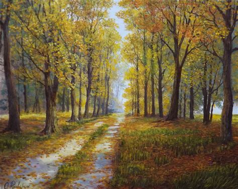 Autumn Path Oil painting by Oleg Riabchuk | Artfinder