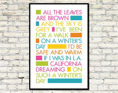 It's About Art and Design: California Dreaming Song Lyrics Poster
