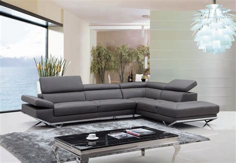 Divani Casa Quebec Modern Dark Grey Eco-Leather Sectional Sofa - Sofas ...