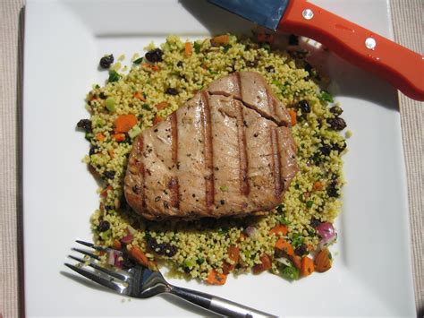 Grilled Tuna Steaks with Curried Couscous