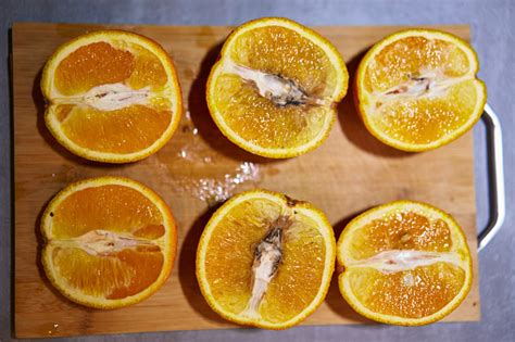 Rotten Inside Orange Mold On Fruit Pulp Spoiled Orange On Chopping Board Rottening Fruit ...