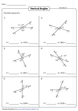 Vertical Angles Worksheets