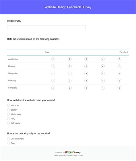 Website Design Feedback Survey Questionnaire & Template - Zoho Survey