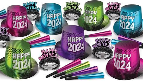 Beistle Colorful 2024 New Year's Eve Assortment for 50 People NYE Party Supplies, Photo Booth ...