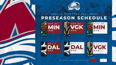 Avalanche Announces Preseason Schedule | Colorado Avalanche