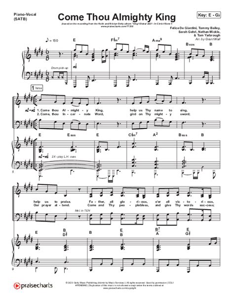 Come Thou Almighty King Sheet Music PDF (Keith & Kristyn Getty ...