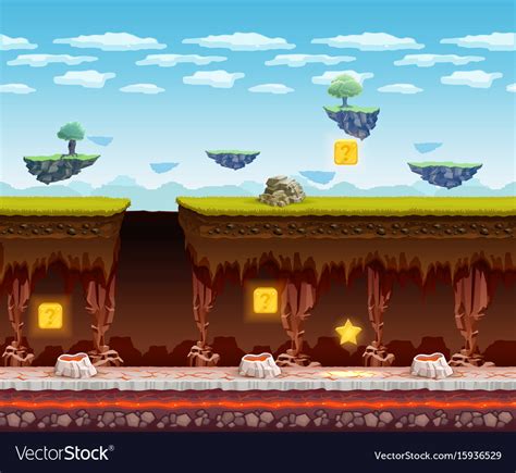 Electronic game underground floor cartoon screen Vector Image