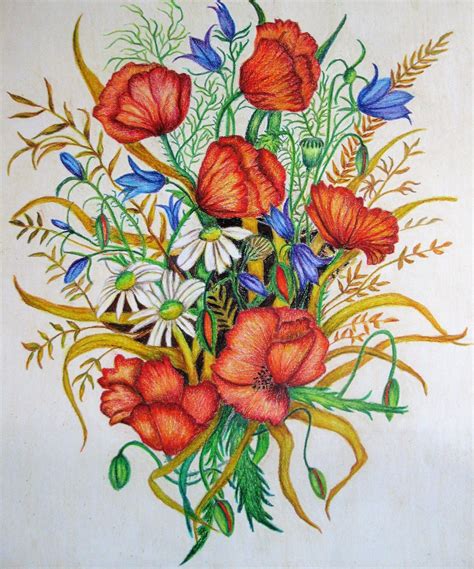 Crayon Drawing summer Flowers - Etsy