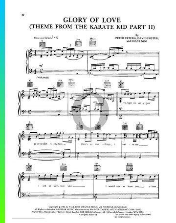 The Glory of Love Piano Sheet Music from The Karate Kid Part II by Peter Cetera - OKTAV