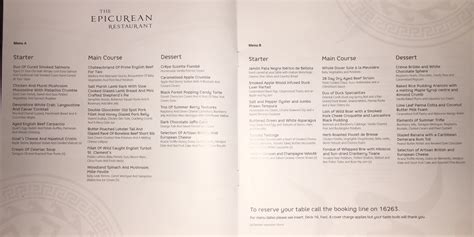 Speciality restaurants menus on P and O Britannia - P&O Cruises ( UK ...